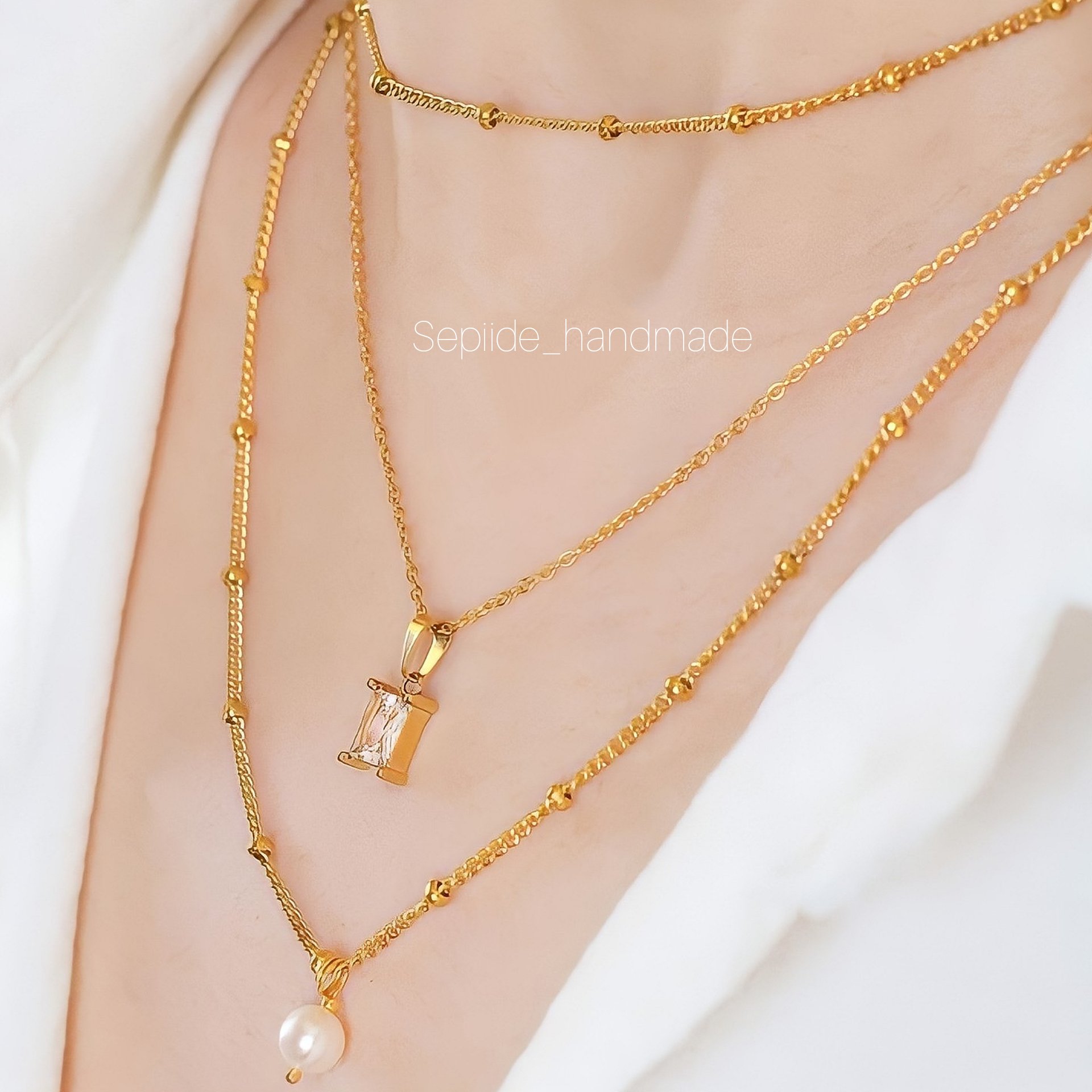 گردنبند سه لاین استیل