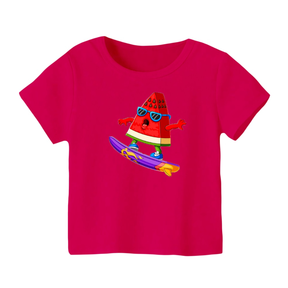 تی شرت آستین کوتاه بچگانه مدل هندوانه یلدایی کد 2 رنگ سرخابی