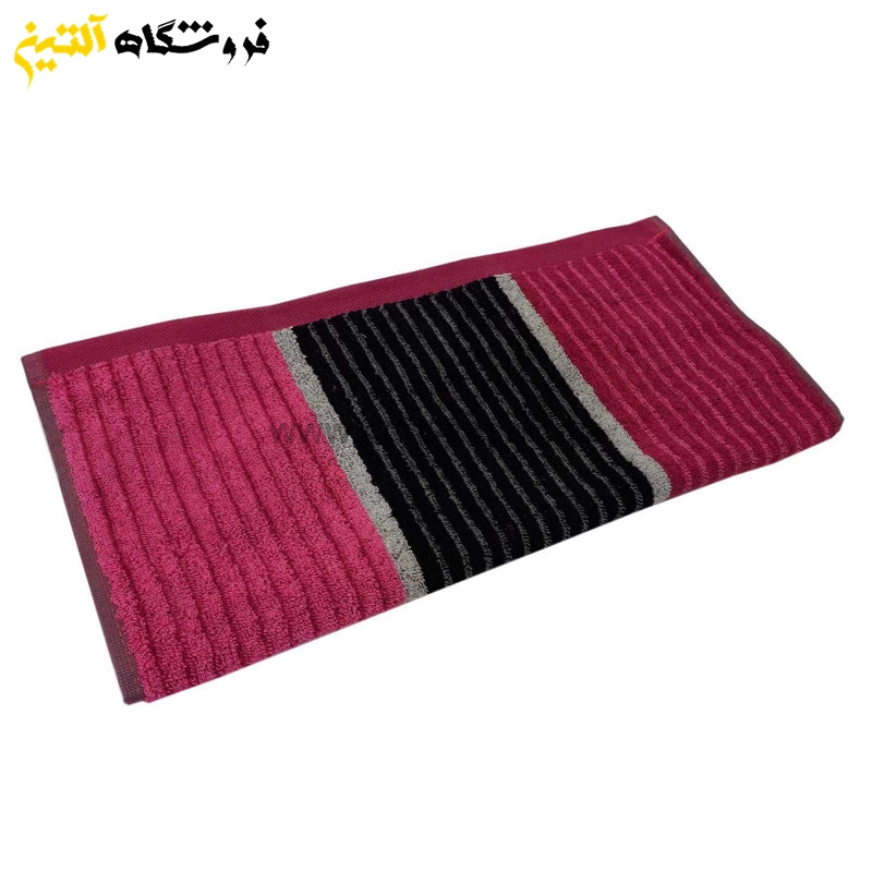 حوله حمامی برق لامع طرح موزیکال سرخابی سایز 100×165