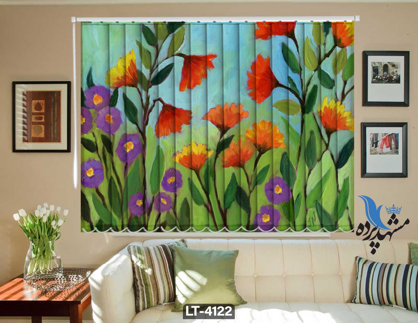 پرده لوردراپه تصویری گل LT4122