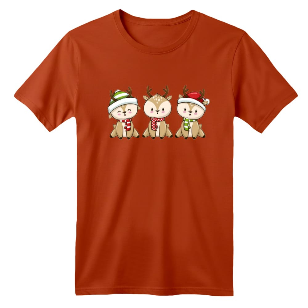 تی شرت آستین کوتاه بچگانه مدل گوزن کریسمس کد 14 رنگ آجری