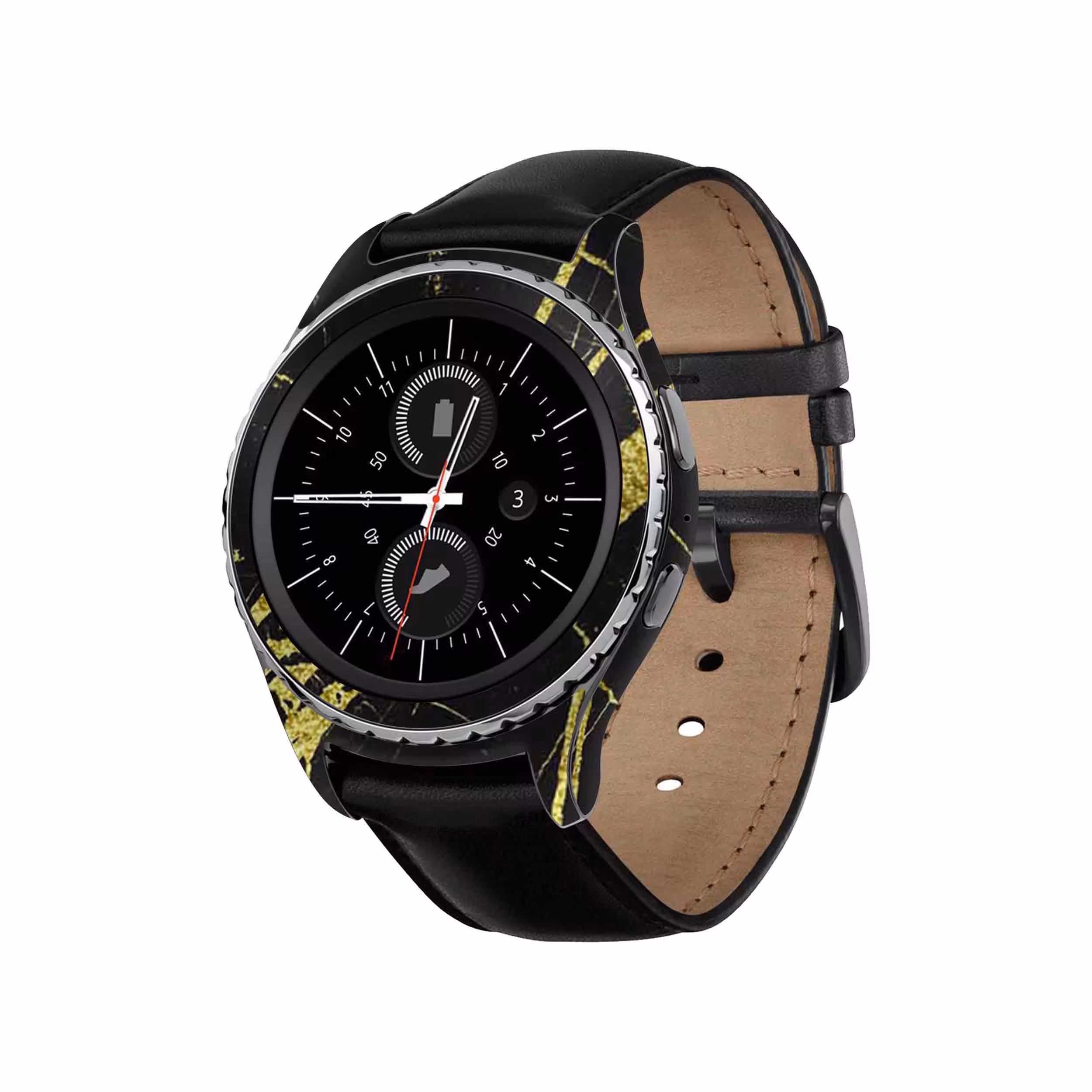 برچسب ماهوت طرح Graphite_Gold_Marble مناسب برای ساعت هوشمند سامسونگ Galaxy Gear S2 Classic