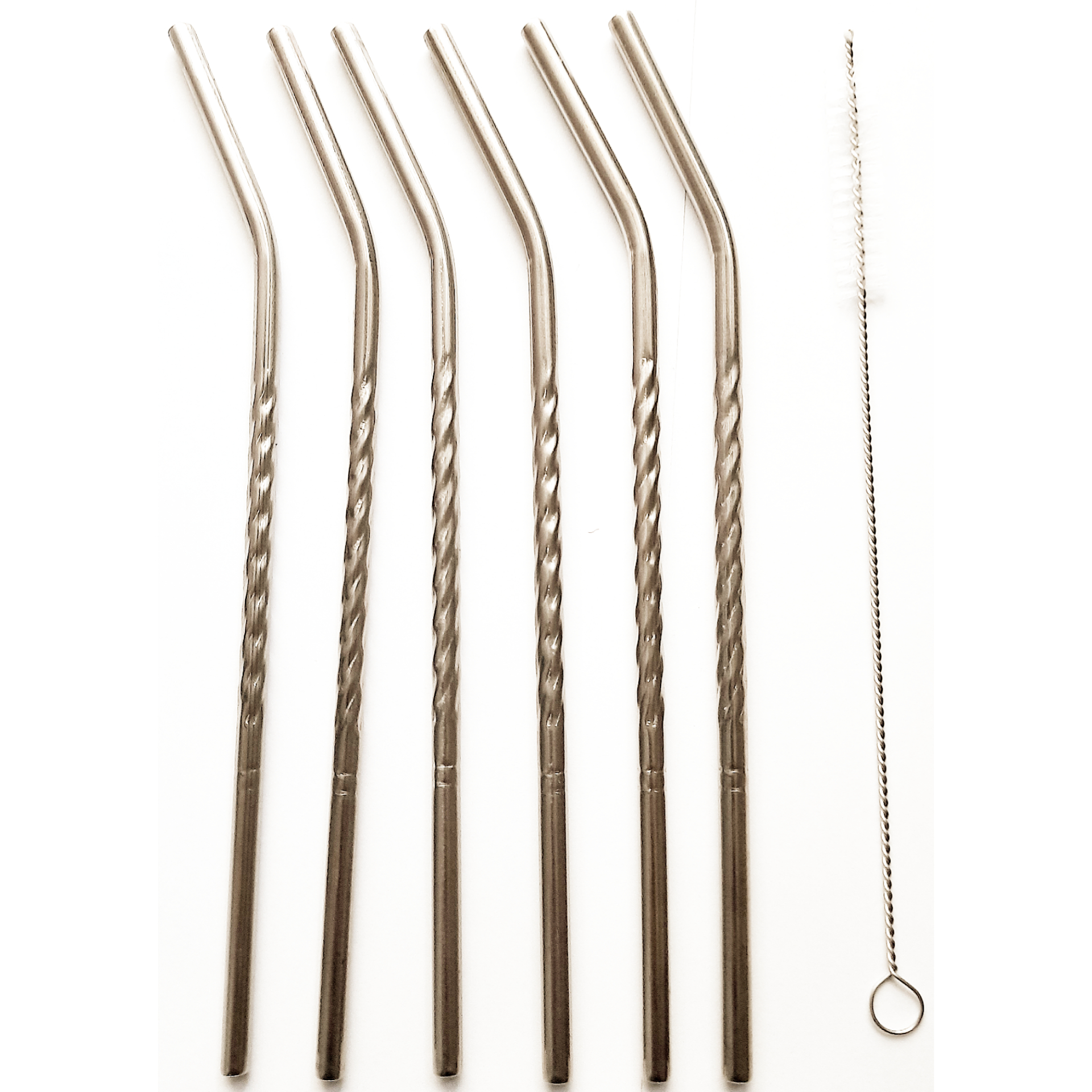 نی شربت خوری طرح پیچی بسته 6 عددی بهمراه فرچه نظافت