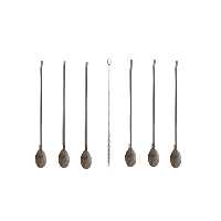 قاشق شربت خوری مدل نی دار کد 1007 به همراه فرچه مجموعه 7 عددی