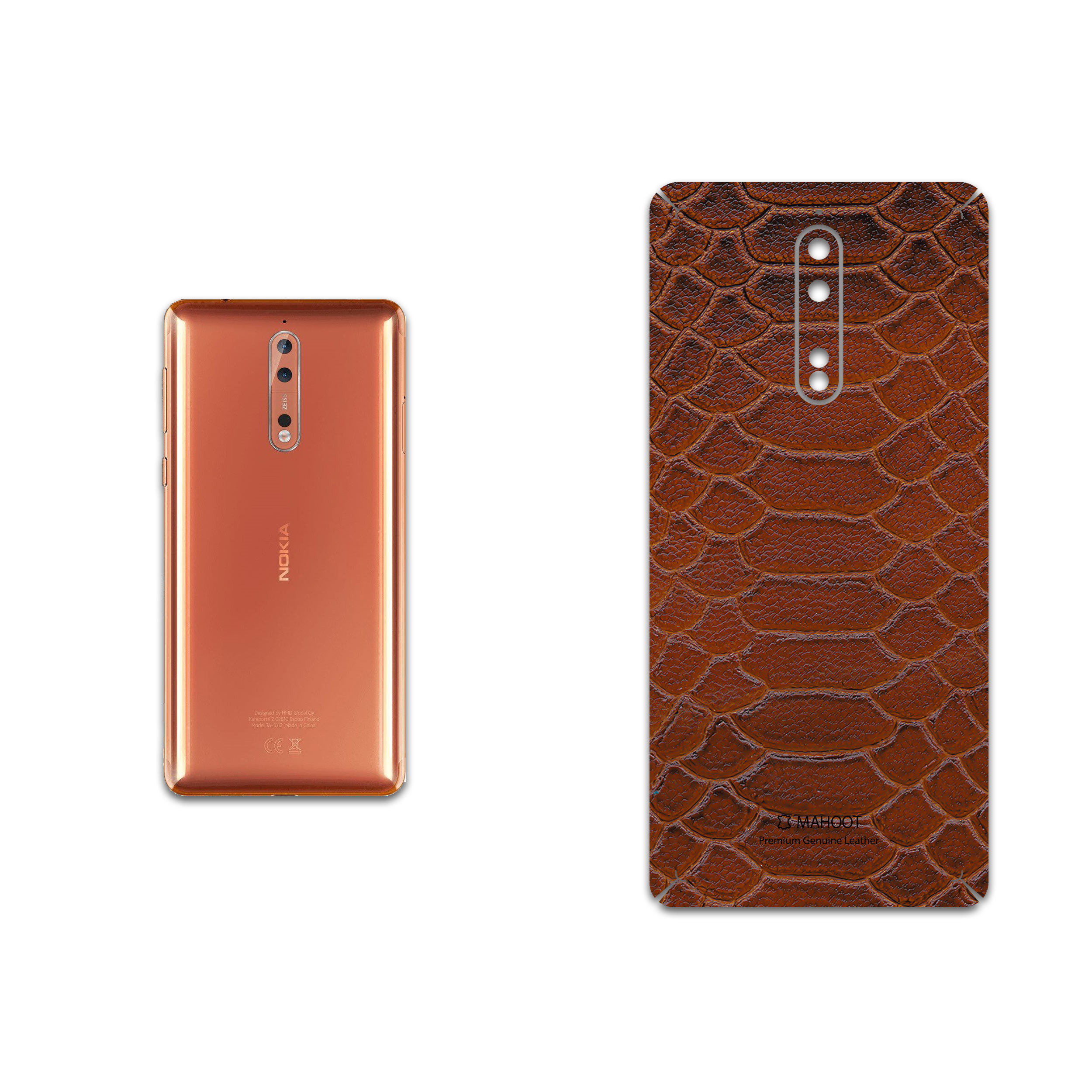 برچسب پوششی ماهوت مدل Brown-Snake-Leather مناسب برای گوشی موبایل نوکیا 8