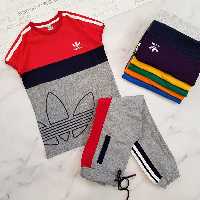 ست تیشرت و شلوار سایز بزرگ آدیداس اسپورت  مناسب 8 تا 18 سال رنگبندی متنوع و جذاب جنس پنبه لاکرا و ملانژ ترکیبی درجه یک