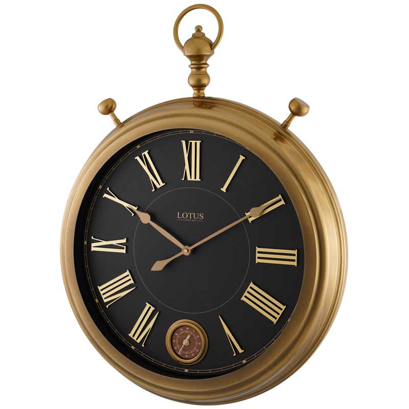ساعت ديواری فلزی با صفحه مشکی لوتوس کد محصول: BERNARDINO-M-16038-ANTIQUE