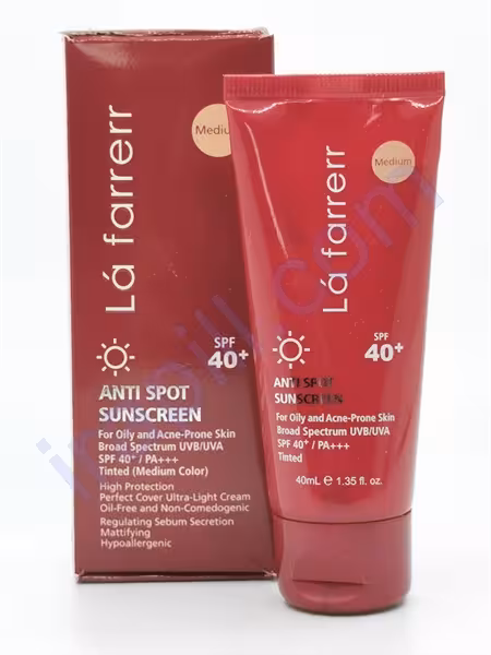 کرم ضد آفتاب و ضد لک رنگی لافار مدل Oily And Acne-Prone Medium  ُSpf 40  حجم 40 میلی لیتر