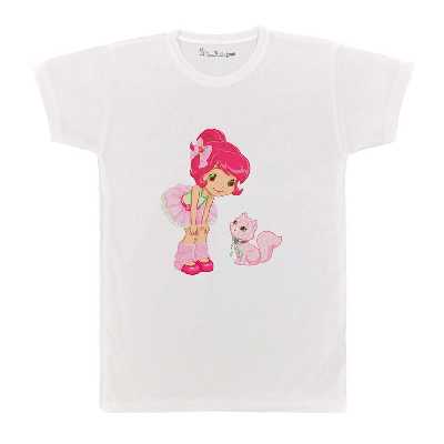 تی شرت بچگانه پرمانه طرح دختر توت فرنگی کد pmt.5172