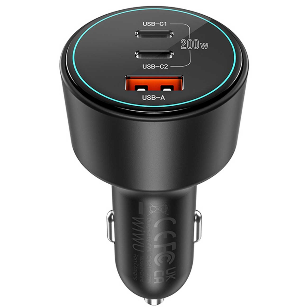 شارژر فندکی فست شارژ ماشین تایپ‌سی 200 وات ویوو مدل WI-QC026