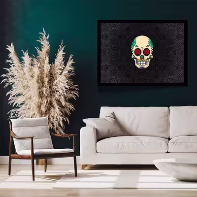 تابلو مدل skull abstract rose کد F-17001