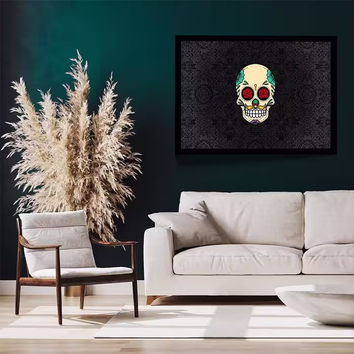 تابلو مدل skull abstract rose کد F-17001