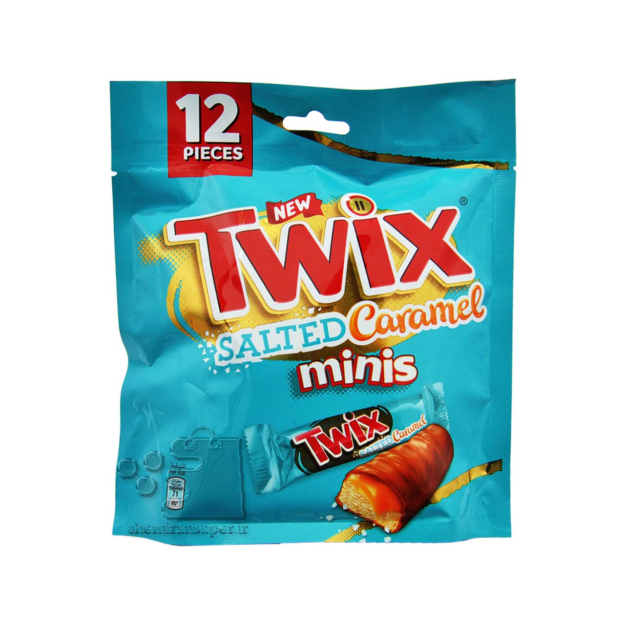 شکلات مغزدار کارامل نمکی 12 عدد مینی توییکس - twix