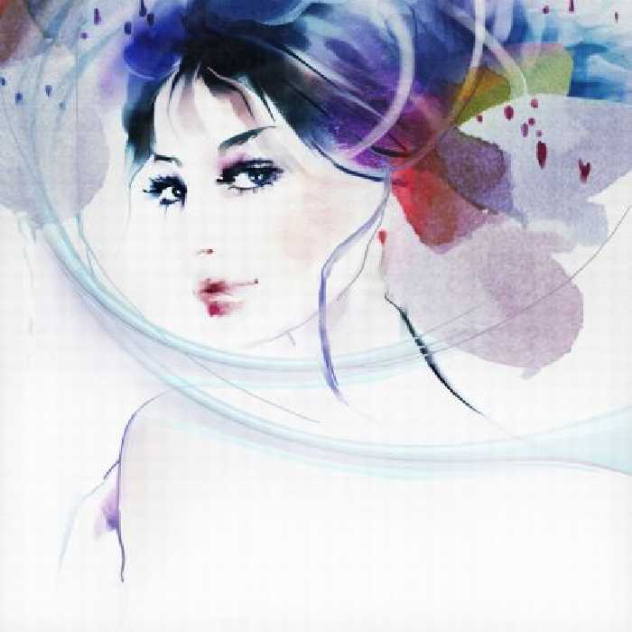 خرید و دانلود عکس نقاشی آبرنگ پرتره از زنی با حال و هوای انتزاعی | پیک فاکس | Pic Fox