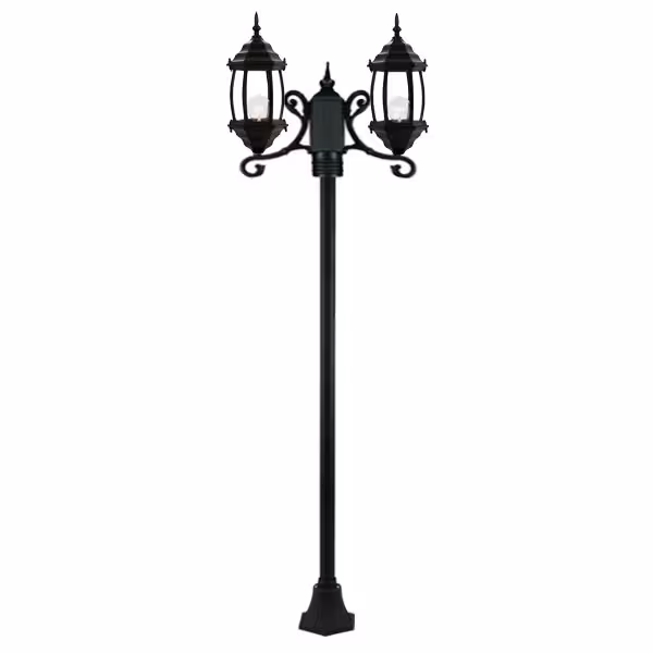 چراغ حیاطی ایستاده دو شاخه شفق با طول 2.6 متر مدل سورنا کد 2619