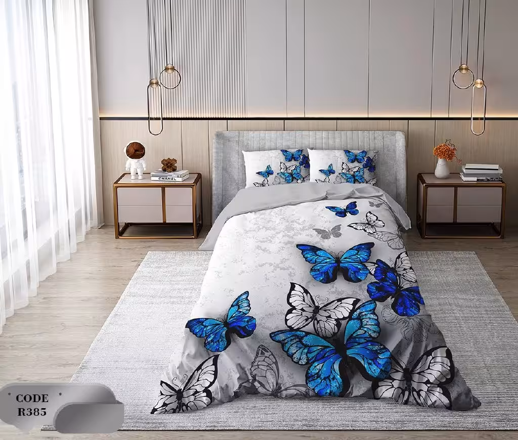سرویس روتختی 1 نفره 4 تکه ابعاد 1.65 ×2.35 کشدار ضد حساسیت و عرق کد R385 | ست خواب و ست روتختی