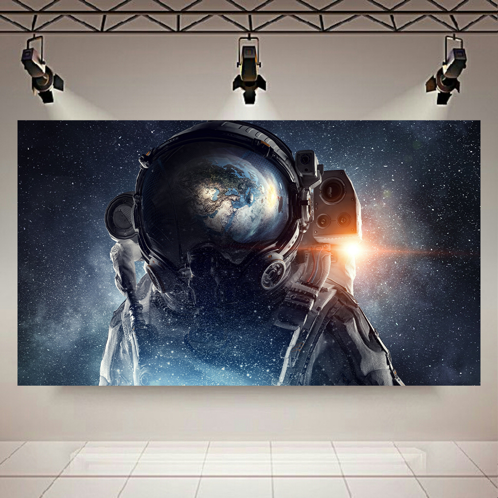 تابلو بوم طرح کهکشان و ستارگان مدل فضانورد بیگانه کد AR6790