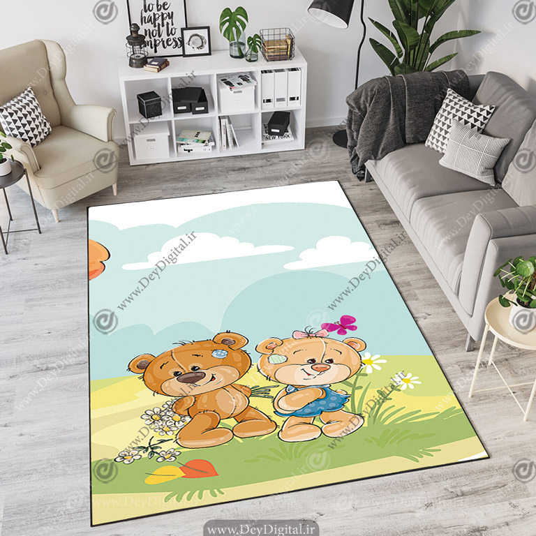 فرش کودک فانتزی طرح خرسی pk-2719A