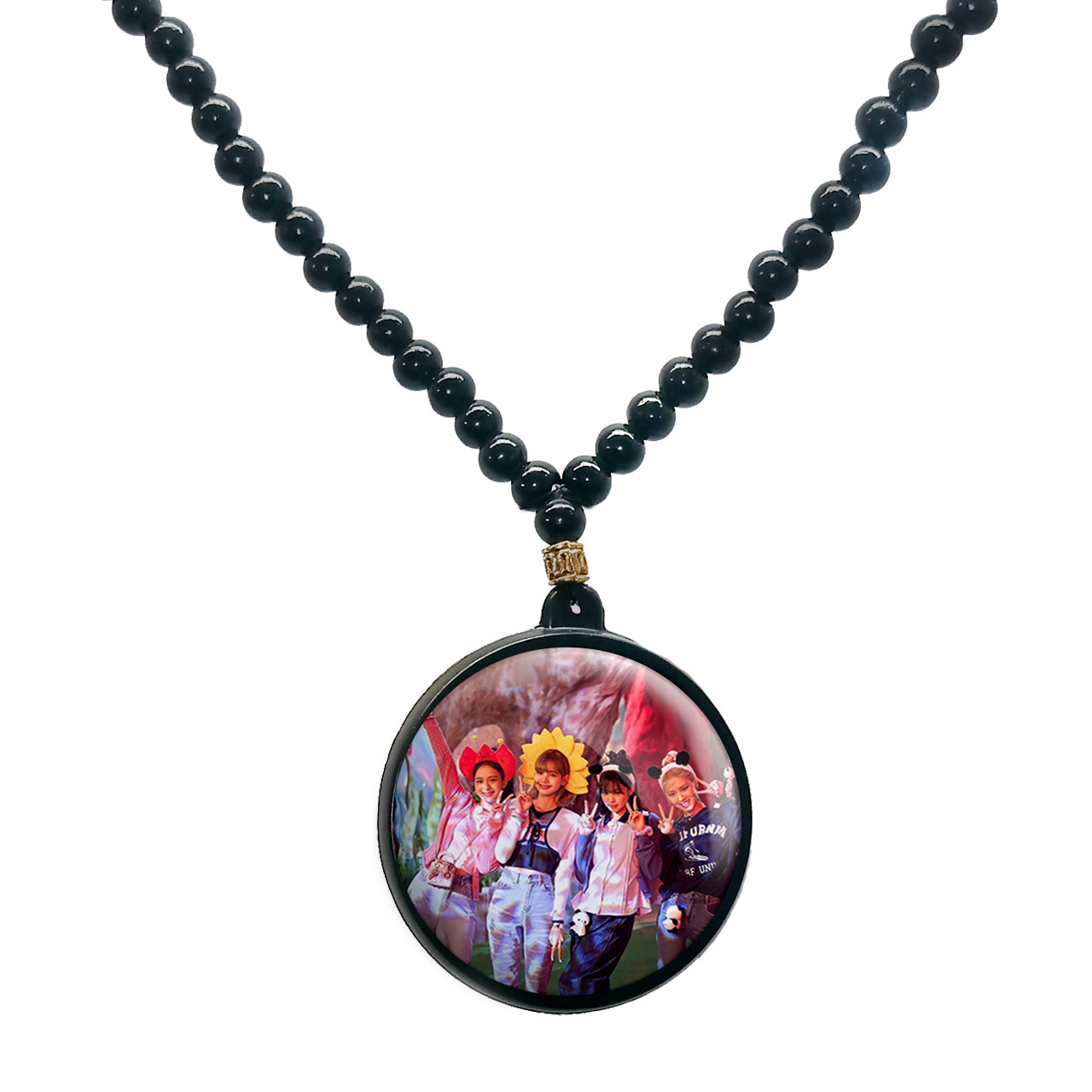 گردنبند پرمانه طرح بلک پینک کد pmd.17881 مدل دو طرفه