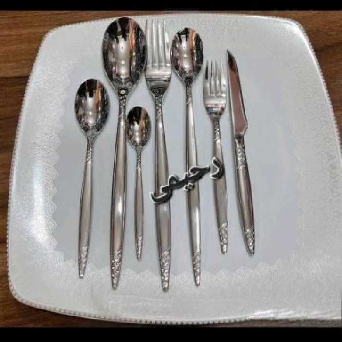 سرویس قاشق چنگال 24نفره 120 پارچه یونیک نقره ای دهانه اروپایی ضمانتی