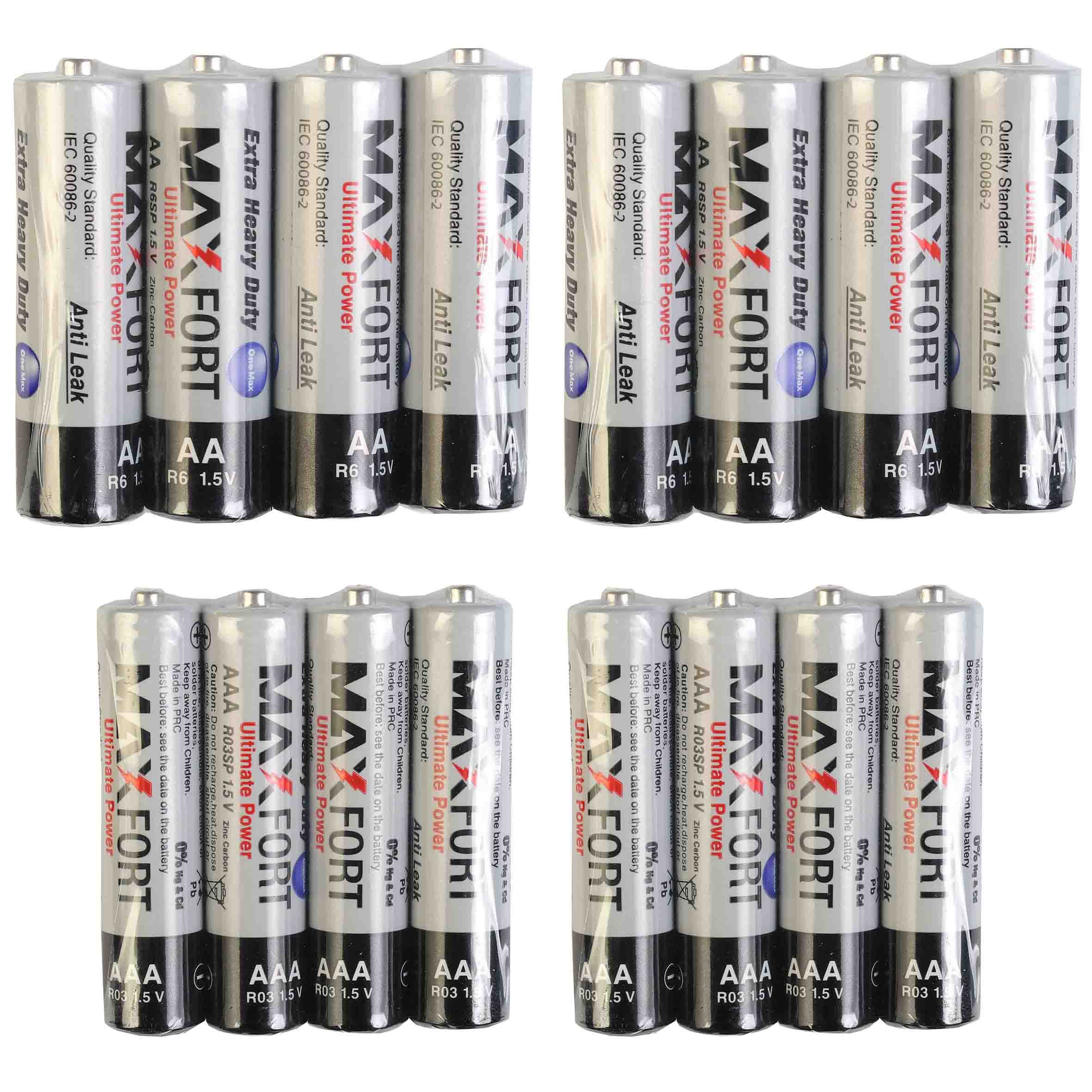 باتری قلمی و نیم قلمی مکس فورت مدل Ultimate Power AA AAA بسته 16 عددی
