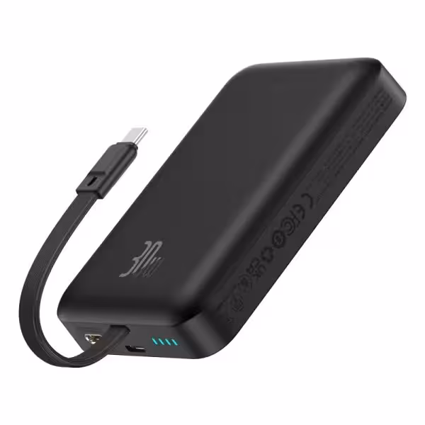 پاوربانک باسئوس مدل Airpow Magnetic Fast Charge Type-C Black ظرفیت 10000 میلی‌آمپر 30 وات