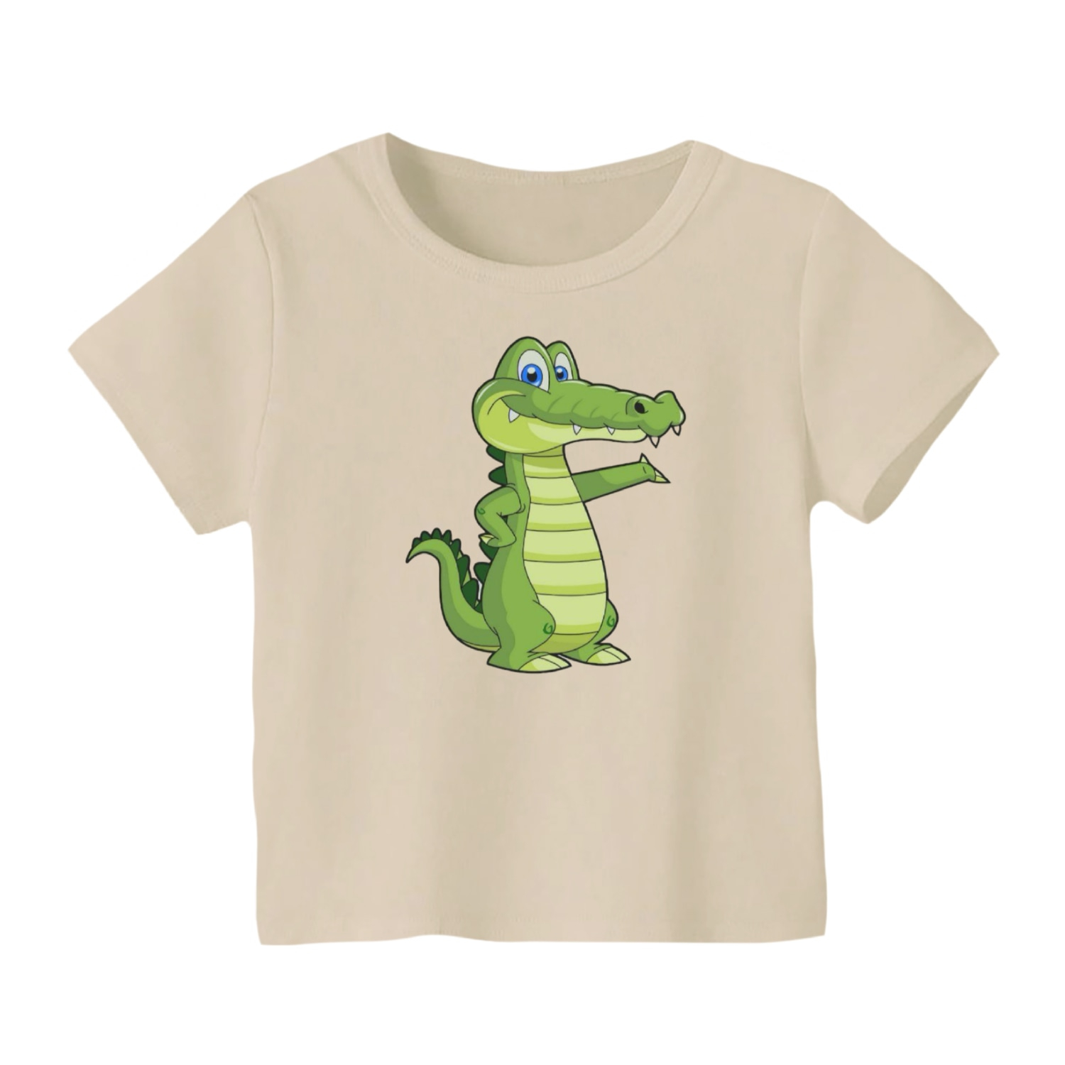 تی شرت آستین کوتاه بچگانه مدل تمساح کد 2 رنگ کرم