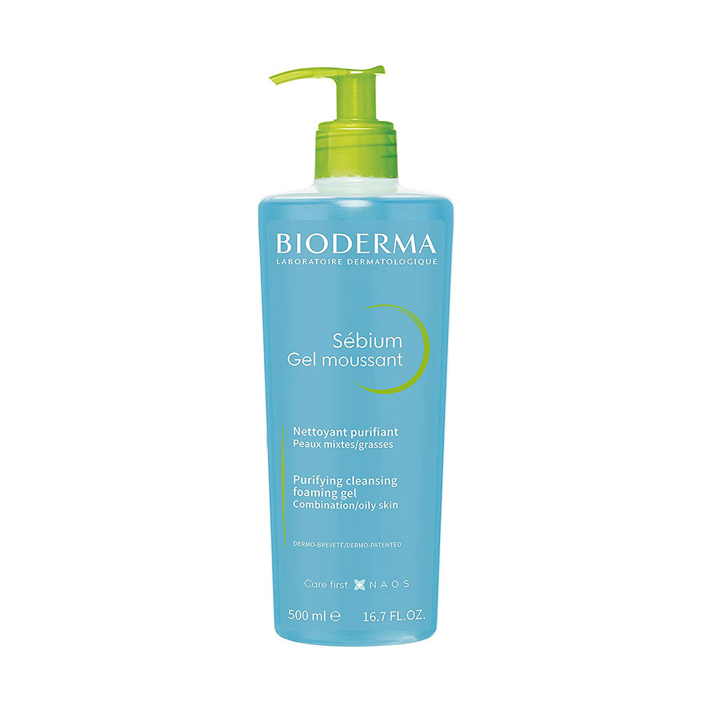 ژل شستشو صورت پوست چرب و مختلط بایودرما مدل {Sebium} | اصل فرانسه | 500ml