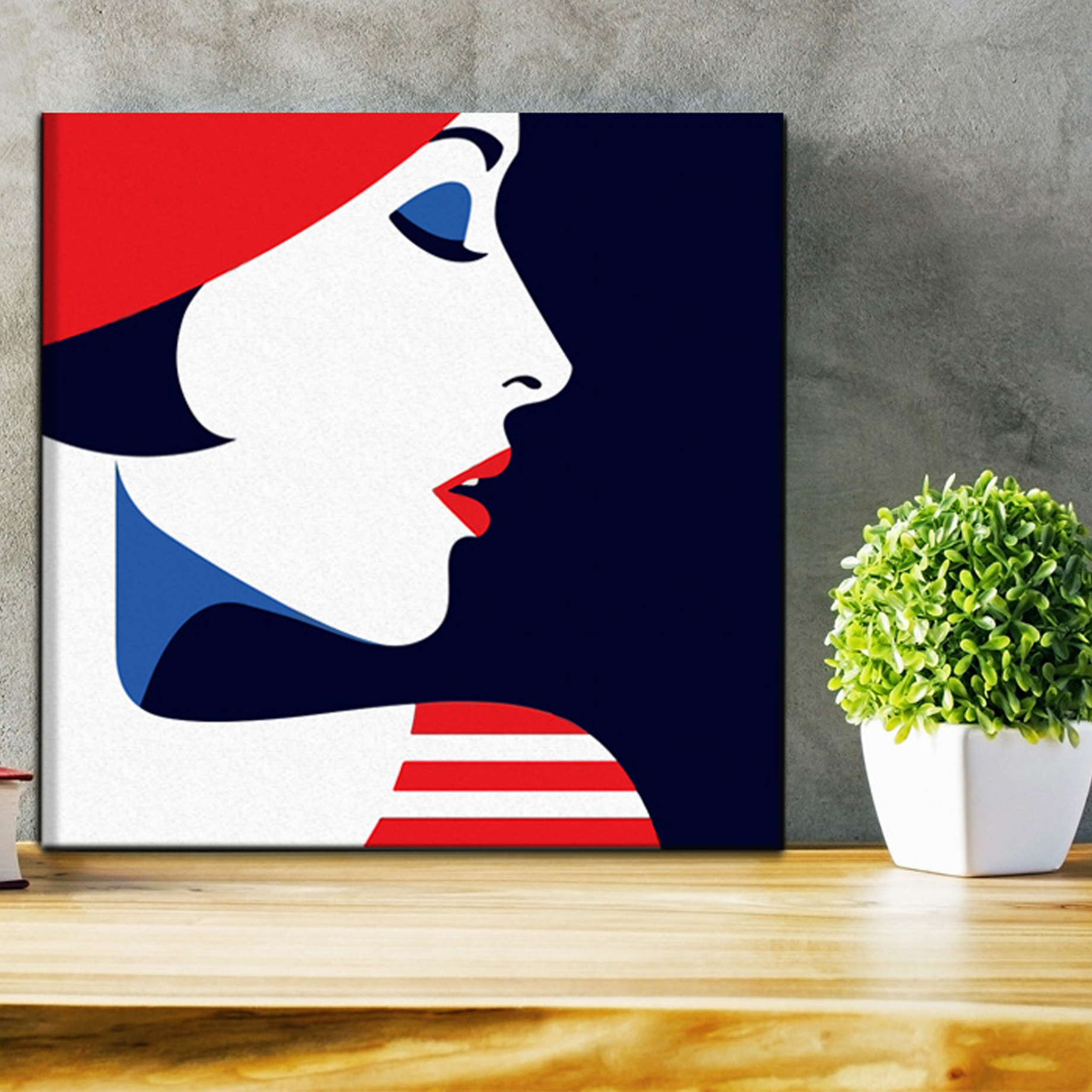 تابلو بوم تیداکس طرح دختر سفید و قرمز دکوری TiA197