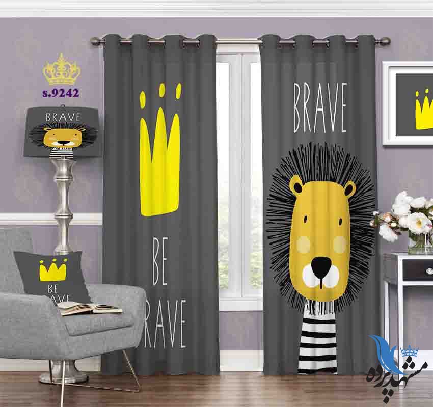 پرده پانچ کودک طرح شیر فانتزی کد S9242