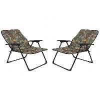 صندلی کمپ نارنجی مردانه و زنانه کمپینگ لوکس با آستین های تاشو الگوی جنگل 2 قطعه GRAY WOLF