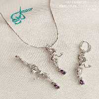 خرید نیم ست طرح دختر رقاص مارک ژوپینگ سیلور رنگ ثابت همراه با زنجیر مدل ماری کد 1715077 - ردگل