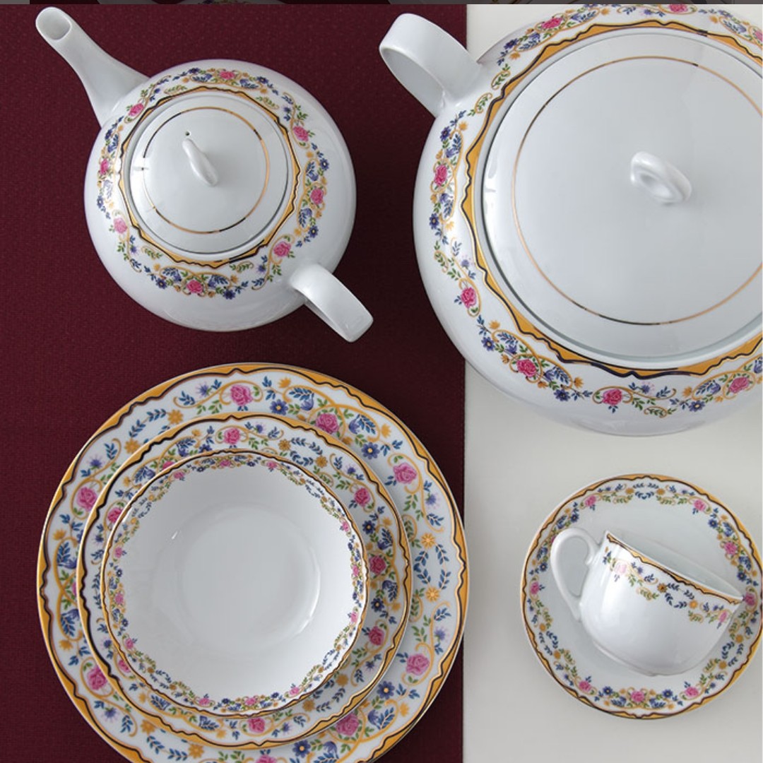 سرویس چینی زرین طرح گلستان 102 پارچه (درجه یک) سرویس کامل غذا و چایی 12 نفره - ارسال رایگان با باربری به مرکز استان