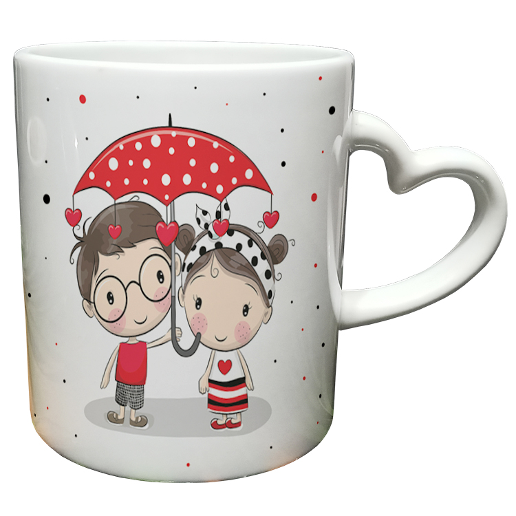 ماگ مدل دسته قلبی طرح عاشقانه کد 65