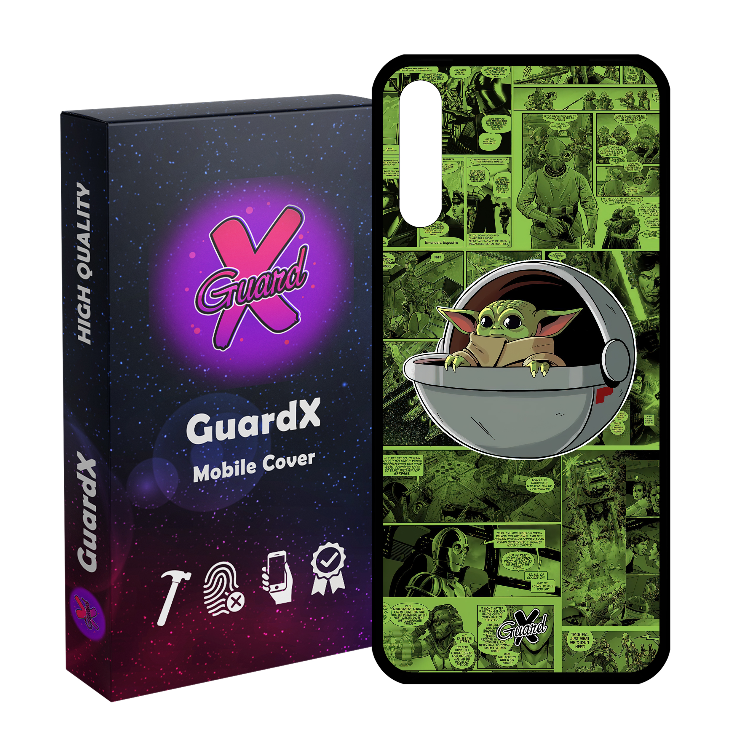 کاور گارد ایکس طرح Baby Yoda مدل Glass10477 مناسب برای گوشی موبایل آنر 9X/9X Pro/Y9S/P SMART Pro 2019