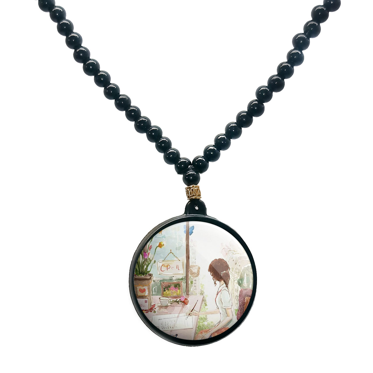 گردنبند پرمانه طرح دخترونه کد pmd.23417 مدل دو طرفه