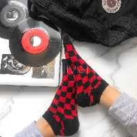 جوراب شطرنجی قرمز مشکی مچی نخ پنبه فری سایز