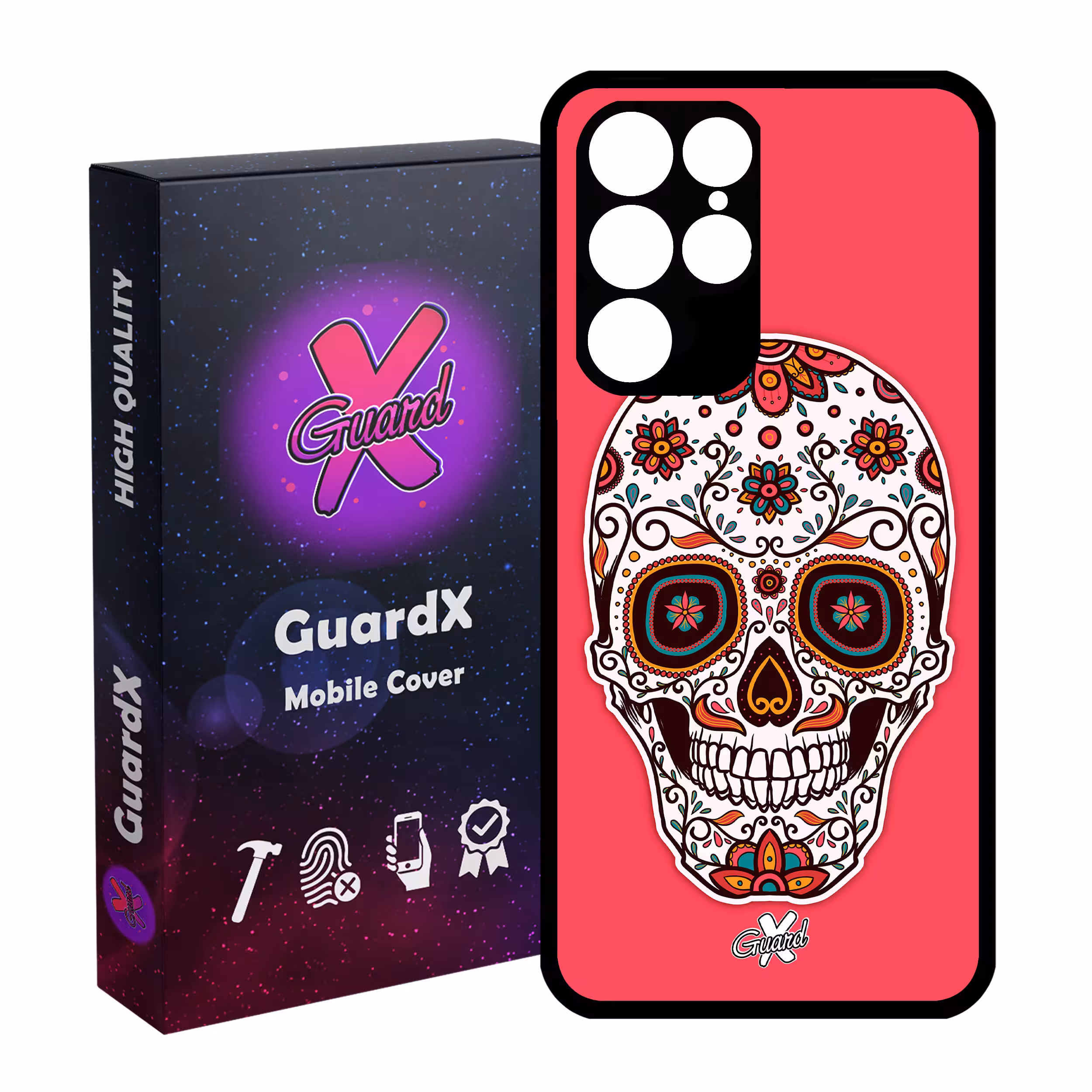 کاور گارد ایکس طرح Skull مدل Glass10116 مناسب برای گوشی موبایل سامسونگ Galaxy S22 Ultra