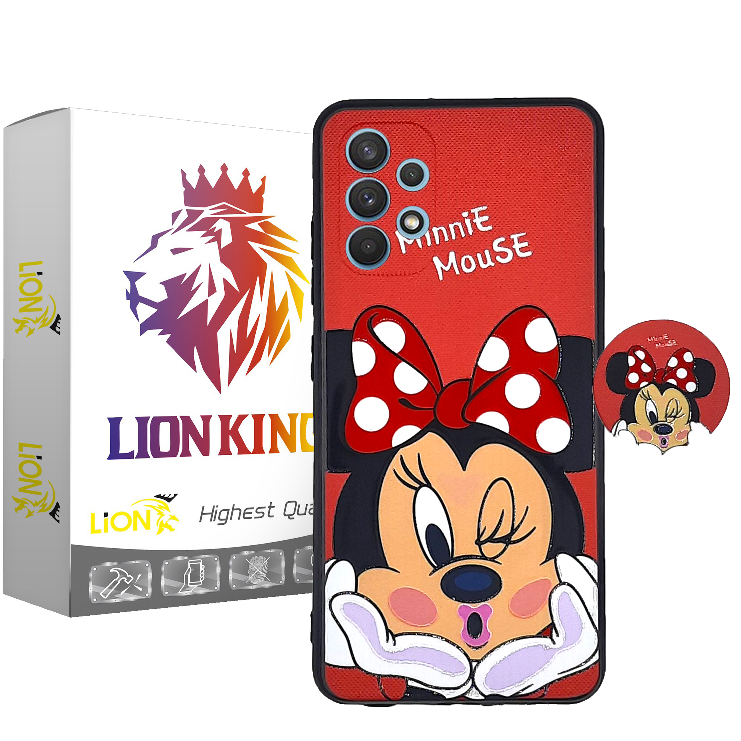 کاور لاین کینگ مدل Mini مناسب برای گوشی موبایل سامسونگ Galaxy A32 4G به همراه پایه نگهدارنده