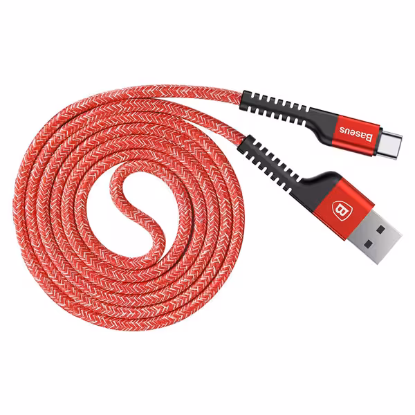 کابل USB به TYPE_C نشکن  باسئوس    Baseus Confidant Anti-break Cable For Type-C 2A 1M Red