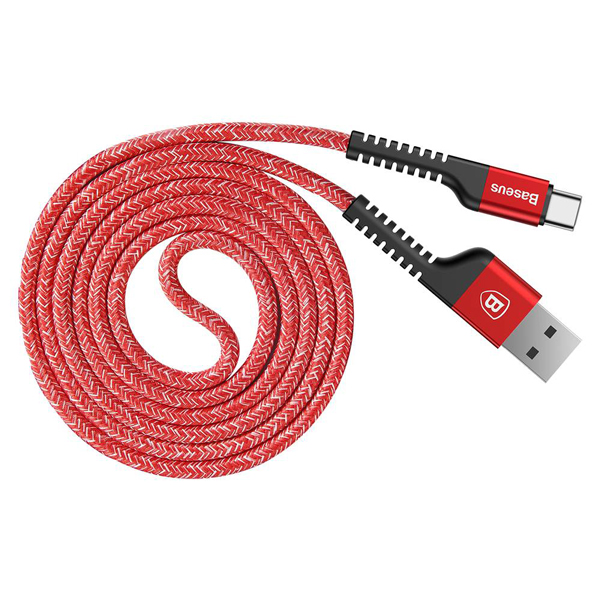 کابل USB به TYPE_C نشکن باسئوس Baseus Confidant Anti-break Cable For Type-C 2A 1M Red