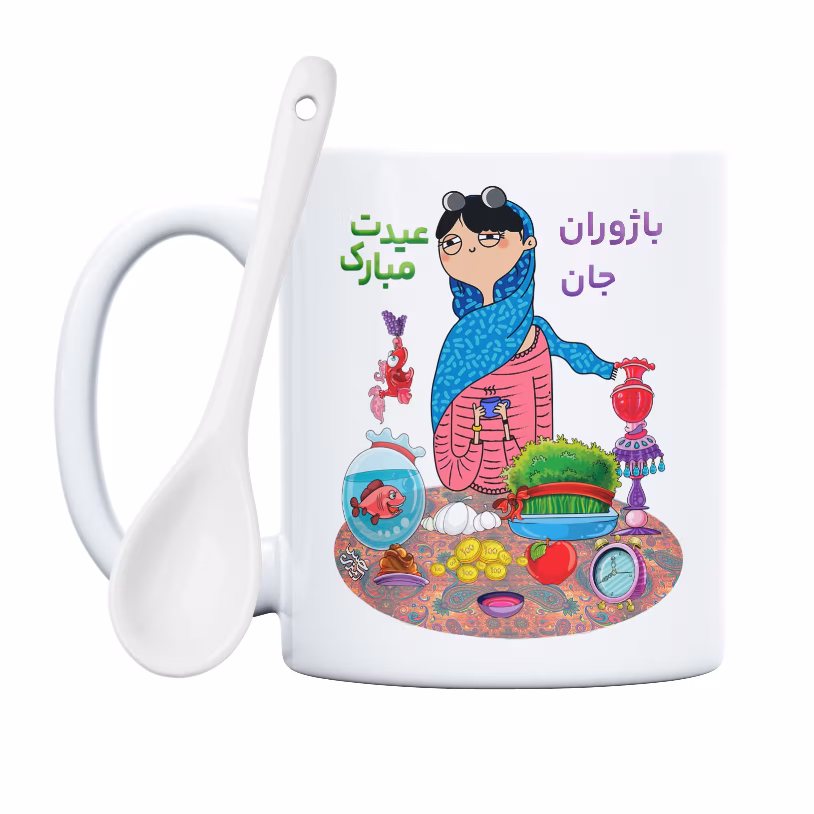 ماگ حس آمیزی طرح عیدت مبارک مدل باژوران 