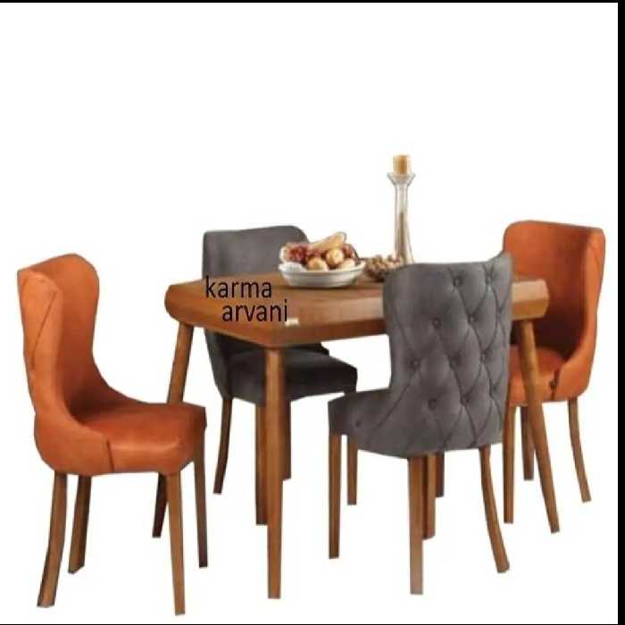 میز ناهارخوری 4 نفره نیوچستر طرح چرم چوبی   برند کارما 24 ماه ضمانت ارسال پس کرایه و باربری