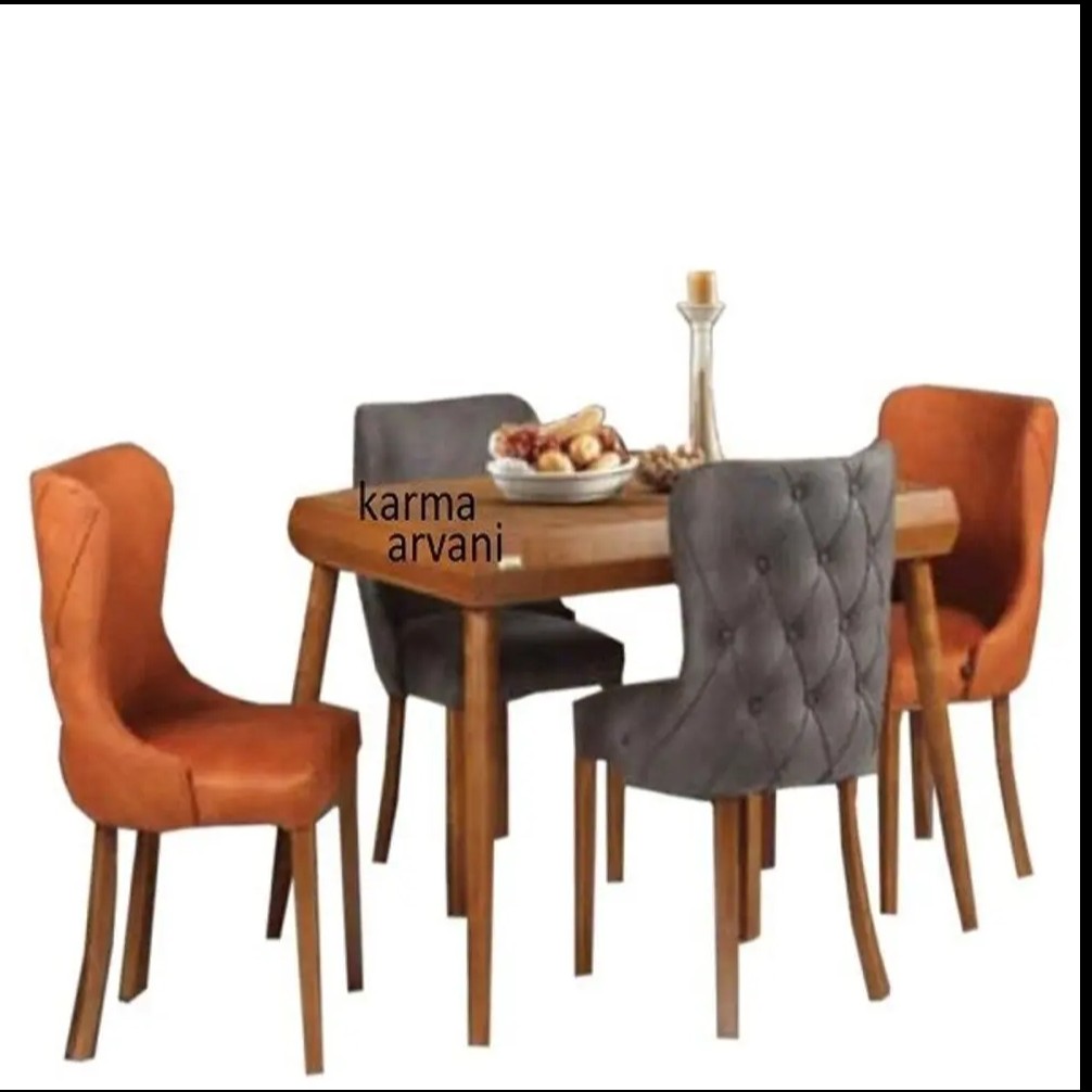 میز ناهارخوری 4 نفره نیوچستر طرح چرم چوبی   برند کارما 24 ماه ضمانت ارسال پس کرایه و باربری