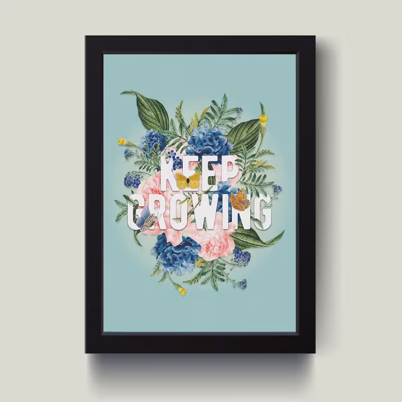 تابلو مدل مینیمال انگیزشی Keep Growing کدS1640-b | دنیای قاب