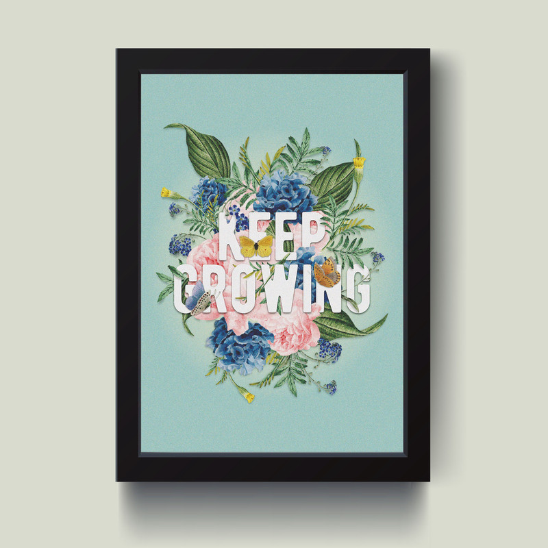 تابلو مدل مینیمال انگیزشی Keep Growing کدS1640-b | دنیای قاب