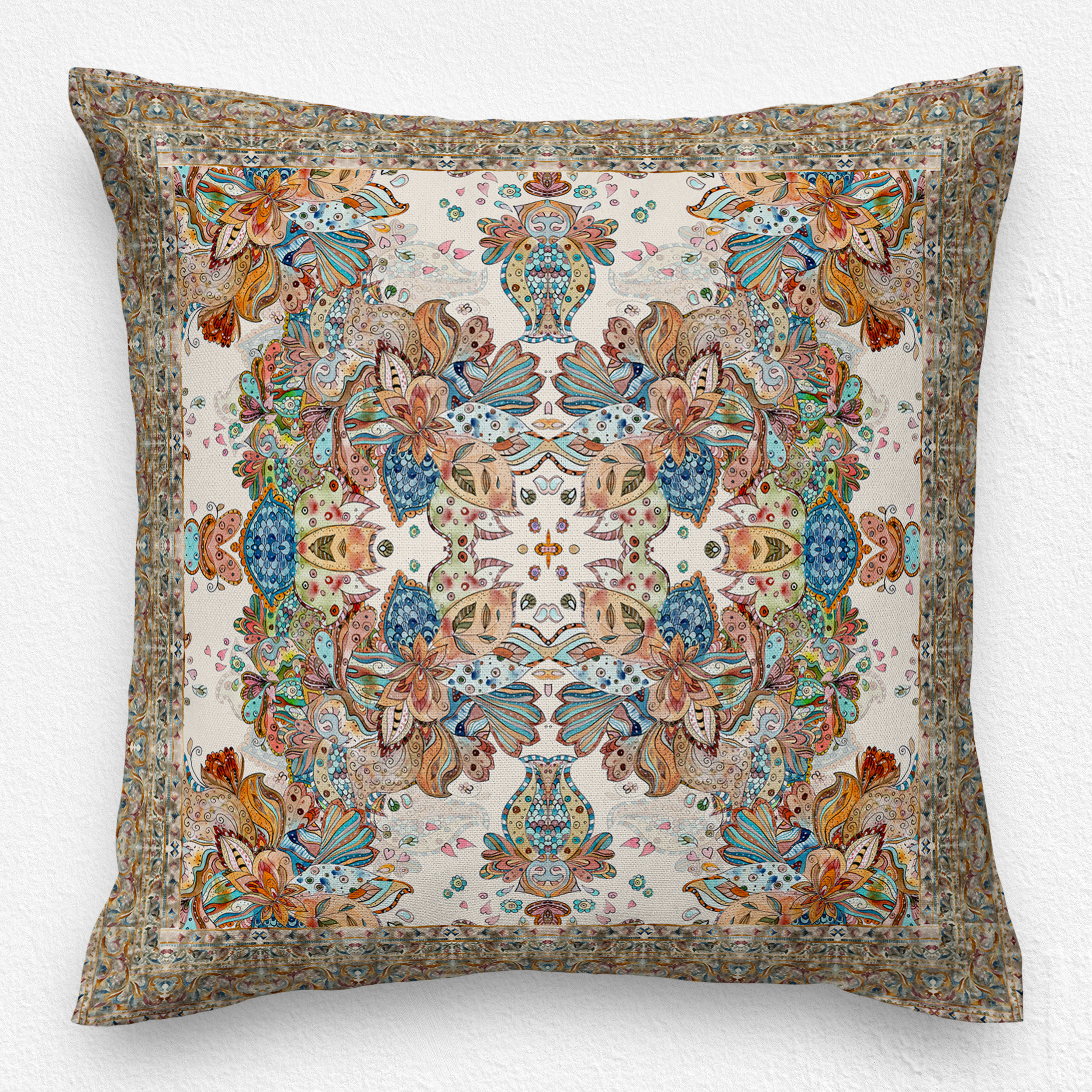 کاور کوسن مدل آبرنگی دورو طرح دار کد 9946