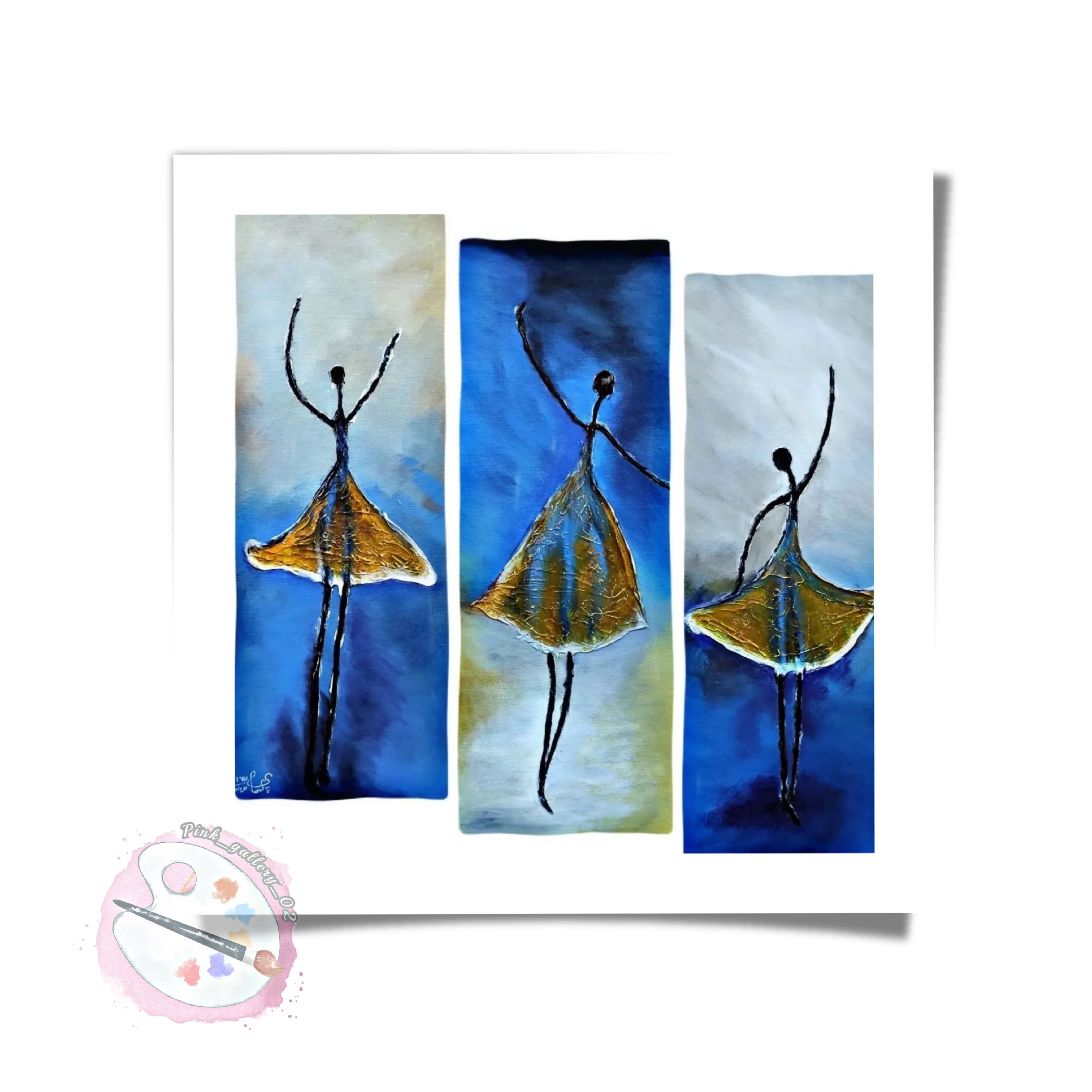 نقاشی اکرولیک روی بوم 
تابلو 3 تیکه 
