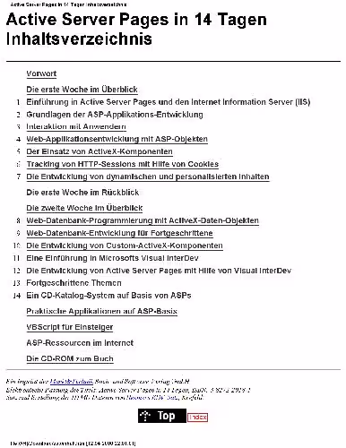 خرید و دانلود نسخه کامل کتاب Active Server Pages in 14 Tagen Inhaltsverzeichnis