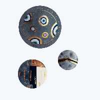 بشقاب دیوارکوب سفالی طرح چشم نظر مجموعه 3عددی